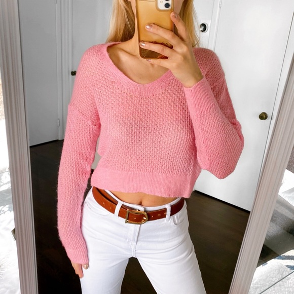 🌸 MANGO (MNG) BABY PINK WOOL BLEND CROPPED KNIT SWEATER! - Picture 12 of 12